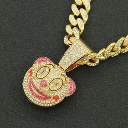 Pendant Necklaces Hip Hop Iced Out Cuban Chains Bling Diamond Cute Clown Mens Miami Big Gold Chain Charm Jewelry For Men ChokerPen8200223