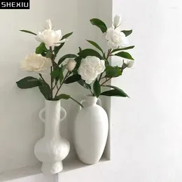 Vases Minimalist White Ceramic Vase Flower Pots Arrangement Hydroponic Porcelain Nordic Home Decoration Accessories Modern