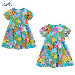 Girl's Dresses Little Fur 2024 Childrens Party Clothing Baby Girl Cotton Summer Dress Cute Animal Print Childrens DressL2405