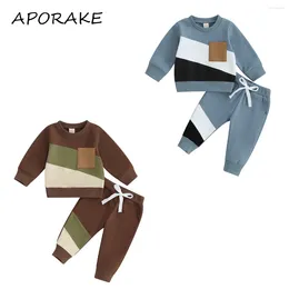 Clothing Sets 2024 0-3Y Baby Boy Casual Outfits Contrasting Colour Long Sleeve Sweatshirt Elastic Pants For Toddler Fall Tracksuit Set