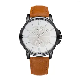 Wristwatches 2024 Modern Minimalist Mens Blu-Ray Roman Numerals Quartz Analog Wrist Watch Black Band Dial Faux Leather