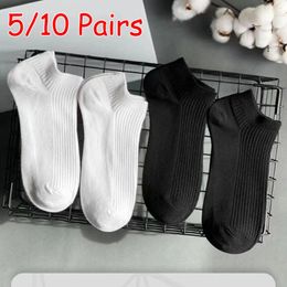 Women Socks 5/10 Pairs/Pack Cotton Ankle Men White Black Invisible Sweat-absorbing Girls Low Tube Boat