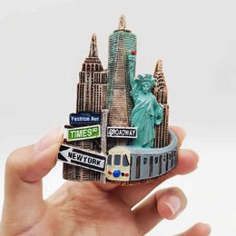 3PCSFridge Magnets America Country Travel Fridge Magnets Resin Souvenir Refrigerator Magnets New York City Skyscraper Painted Handicraft Home Decor