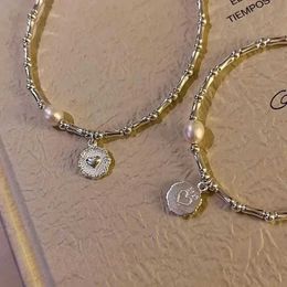 Bangle 925 Sterling Silver Pearls Bamboo Knots Bracelet for Women Girl Simple Korean Jewellery Birthday Gift