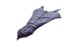 Black Leather Arms Restraints BagLaceup Style With Lockable Adjustable Belt Hands Bondage Kit Fetish Sex Toy1932962