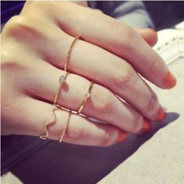 Korean Wave Personalized Fashion 5-piece Set Detailed Index Finger Joint Tail Ring Women's Jewelry