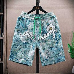 Men's Shorts Summer Casual Shorts Mens Bear 3D Embroidery Heavy Industry Cropped Beach Pants Male Loose Fashion Brand Sports Colourful Pants Y240507