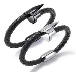 Fashion Simple Men Jewelry Multilayer Leather Bracelet Stainless Steel Magnetic Buckle Charm Bracelet Genuine Leather Weave Brace4688735