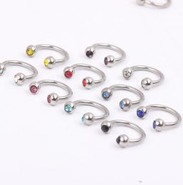 Nose Jewellery N05 100pcslot mix 8 Colours 16G Ball Circulars Horseshoes Eyebrow Nose rings body piercing Jewellery whole6628949