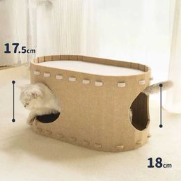 Cat Beds Furniture All-weather Cat House Cat Cave Beds for Stress Relief Play Sturdy Double-layer Cat House for Indoor Cats Up to 22 Lbs for Summer d240508