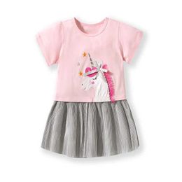 Girl's Dresses Jumping Meters 2-7 Years New Arrival Girls Dresses Hot Selling Summer Kids Clothing Short Sleeve Baby Frocks ToddlerL2405