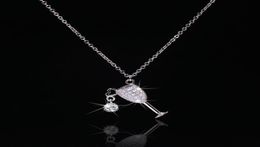 Handmade Wine Glass Lab Diamond Pendant Real 925 Sterling Silver Party Wedding Pendants Chain Necklace For Women Charm Jewelry4216811