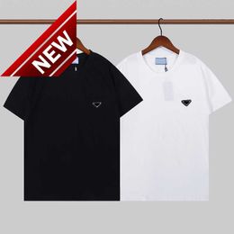 Prrda Fashion Brand Mens Tops Polos Shirt Original Style High Quality Casual Man Black White Lapel T-shirt Triangle Tees Summer New Luxury Designer Short Sleeves