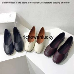 the row Pure Original The * Row New style Cowhide Casual Flat Single Shoes Soft Leather Grandma Shoes Ballet Shoes Women FE9A
