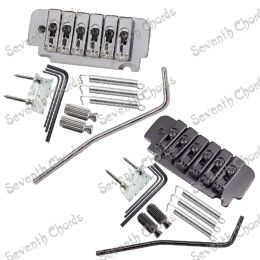 Accessories A Set 6 string Saddle Tremolo Bridge System for Electric Guitar With Heavy Thickened Base Chrome Black for choose