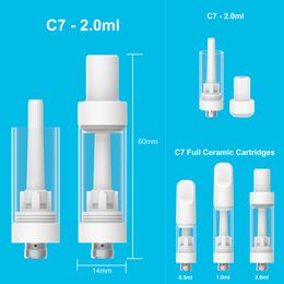 On Sale 0.5ml 1.0ml 2.0ml C7 Ceramic Carts Empty Vape Tank Atomizer 510 Thread Cartridge Ceramic Coil Screw On Tip Smoking Carts Atomizer for Thick Oil fit Preheat Battery