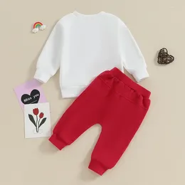 Clothing Sets Toddler Boy Valentine S Day Clothes Letter Embroidery Long Sleeve Sweatshirt With Solid Color Pants 2 Pcs Outfit