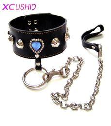 Sex Collar Bondage Restraints Sexy Luxury Stone Leather Collar Adults Dog Slave Games Products Sex Toys for Couples 07018095167
