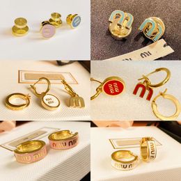 Macaron Designer Earrings Letter Earrings designer for women colour Enamel Earrings Luxury K Gold Earrings miu Miss Earrings Ins style 14 options