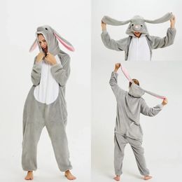 Winter Kigurumi Oneise For Kids Adults Boy Girl Unicorn Pajamas Animal Rabbit Cartoon Sleepwear Unicornio Overalls Pyjamas Women 240507