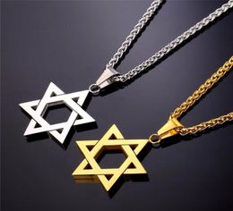 Collare Magen Star Of David Pendant Israel Chain Necklace Women Stainless Steel Judaica Gold Black Colour Jewish Men Jewellery P813278553292
