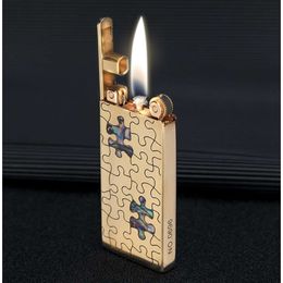 High-End Men Gift ZORRO Jigsaw Puzzle Original Copper Engraved Kerosene Lighter Butterfly Heart Lighter