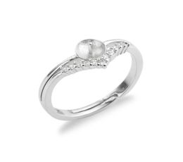 Pearl Settings Rings Blank Clear Zircon 925 Sterling Silver Findings DIY Jewellery Ring Mount 5 Pieces4891325