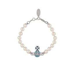 Designer Westwood Saturn Pin Enamel Pearl Bracelet Female Light Luxury Sweet Blue