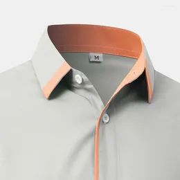 Men's Casual Shirts Mens Fashion Long Sleeve Shirt Colorblock Button Down Blouse Lapel Tops Luxury For Men Streetwear