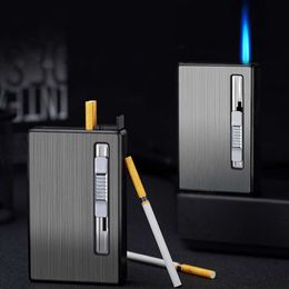 FG Creative Elongated Thin Cigarette Case With Jet Flame Pieces Of Individual Protective Metal Cigarette Case