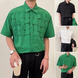 Men's Casual Shirts Summer Men Fashion Short Sleeve Shirt Ice Silk No Ironing Urban Style Loose Fit Middle-aged Elderly