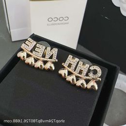 silver gold earrings Letter Asymmetric Earrings channelly for Women Light Luxury High Love Earrings s925 Silver Needle