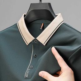 Men's Polos 2024 Summer Short sleeved Polo Shirt Mens Fashion Collar Spliced Casual Slim Fit Flip Neck T-shirt Business Formal Social Q240508