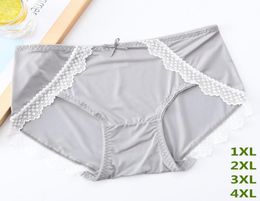 Women039s Panties Super Big Size Ice Silk Underwear Plus Ultrathin Briefs Knickers Soft Lace Hipster Panty4029832