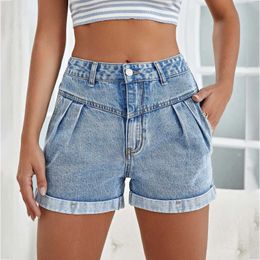 Women's Shorts Fashion Rolled Hem Ripped Jeans Shorts Women Summer New High Waisted Strtwear Casual Loose Denim Shorts Ladies 2024 Y240504