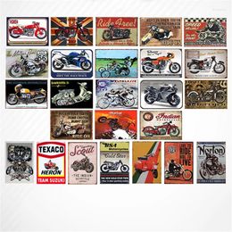 Decorative Figurines Motorcycle Retro Metal Poster Tin Signs Vintage Garage Wall Plaques Man Cave Pub Bar Club Loft Shop Home Decor Plates