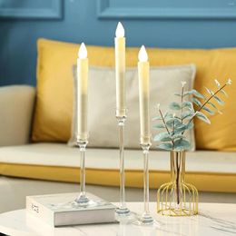 Candle Holders 3Pcs Crystal Acrylic Candlestick Centrepieces Road Lead Candelabra Wedding Porps Christmas Deco