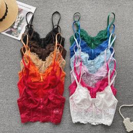 Women's Tanks Women Lace Vest Tops Female Summer Thin Spice Girl Sexy Hollow-out Strapless Tank