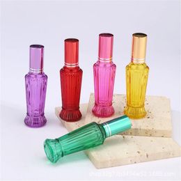 Storage Bottles 15ml Coloured Glass Perfume Bottle Mini Spray Refillable Portable Empty Essential Oil Cosmetic Container For Women