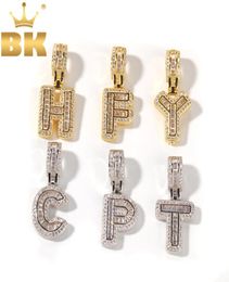 THE BLING KING Single Small Baguette Letter Pendant Necklace English Initial Letters Fashion Iced Out Cubic Zirconia Jewelry9591412