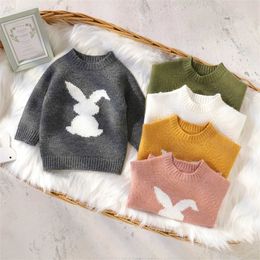 Sets Suitable for 6-month-3Y toddler knitted sweater autumn cute rabbit pattern warm baby boy and girl Q240508