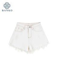 Women's Shorts Korean Fashion Gyaru Hot Pants Ripped Hole High Waist New Design Denim Shorts Raw Edge Sexy Jean Shorts Grunge Tide Preppy Style Y240504