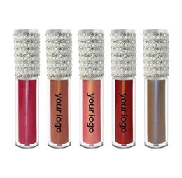 Lip Gloss 50pcslot Whole Bulk Pink Pearl Diamond Tube Pumping Lipgloss Private Label Custom Logo Vendors7256324