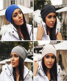 Unisex Cotton Beanies Hats Slouch Winter Warm Hat Solid Colour Turban Cap Hip Hop Bonnet Hats For Women Men7383797