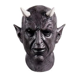 Party Masks Mephistopheles Demon Horn Mask Role Play Horror Devil Latex Helmet Halloween Makeup Carnival Costume Props Q240508