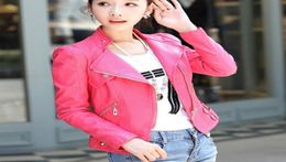 Women039s Pu Leather Motorcycle Biker Jacket Pink Black Coat Leather Women Oblique Zipper Short Outerwear Hip Hop Womens5454580