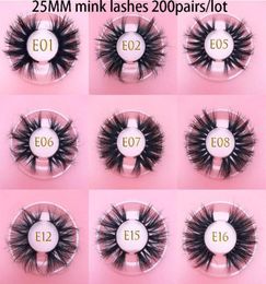 25mm 3D Mink Lashes Whole 200pairslot Thic Strip 3D Mink Eyelashes Custom Packaging Label Makeup Dramatic Long Mink Lashes7043085