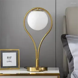 Table Lamps Nordic Brass Lamp Round Bedside Glass Ball Bedroom Light Living Room Study Office LED Decorative Desk