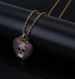 Hip Hop Juice Wrld Same Paragraph Devil Skull Heartbreak Pendant Solid Cubic Zircon Necklace Jewellery Necklaces7216086