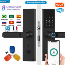 Smart Lock Smart door lock biometric fingerprint electronic door lock digital black smart door lock Tuya application unlocking keyless lock WX